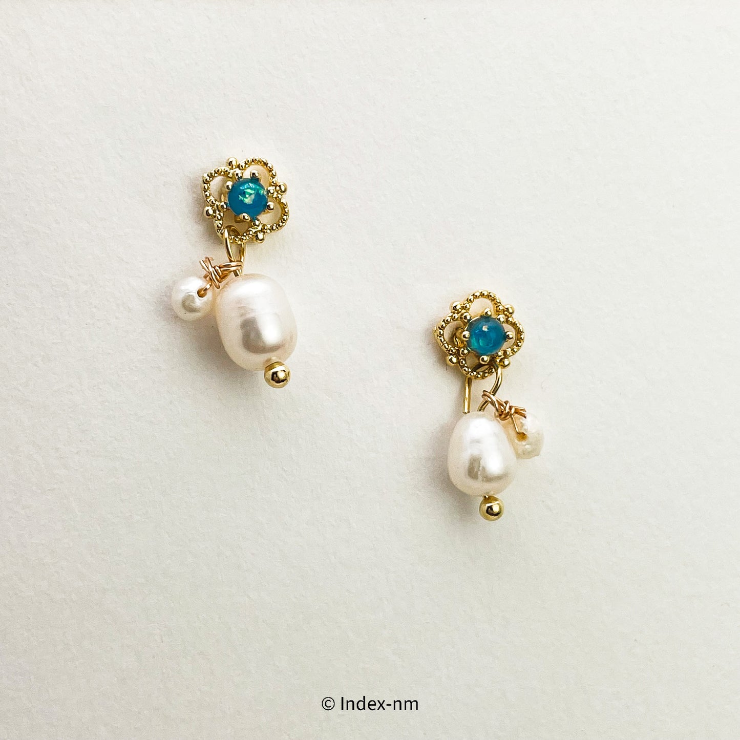 海藍寶石珍珠垂式耳環