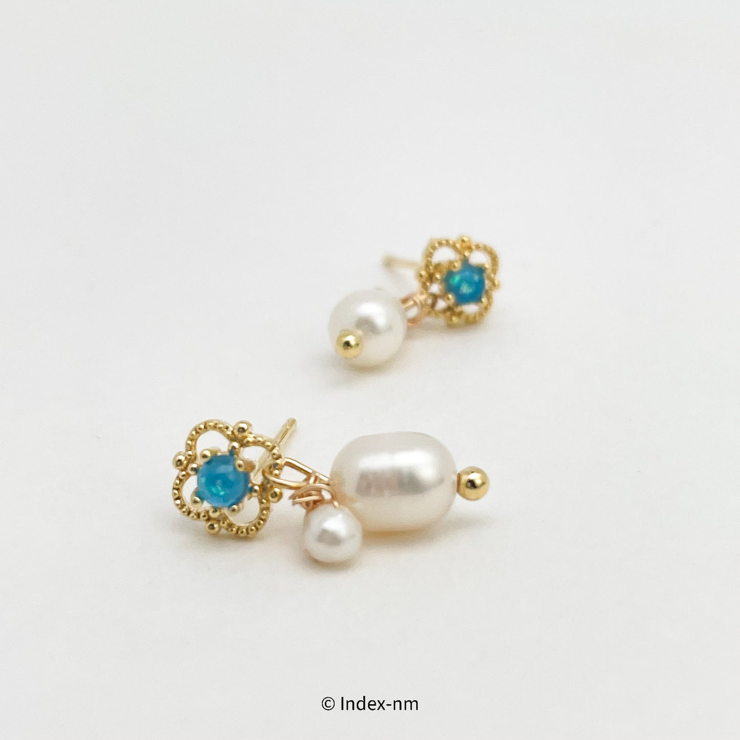 海藍寶石珍珠垂式耳環