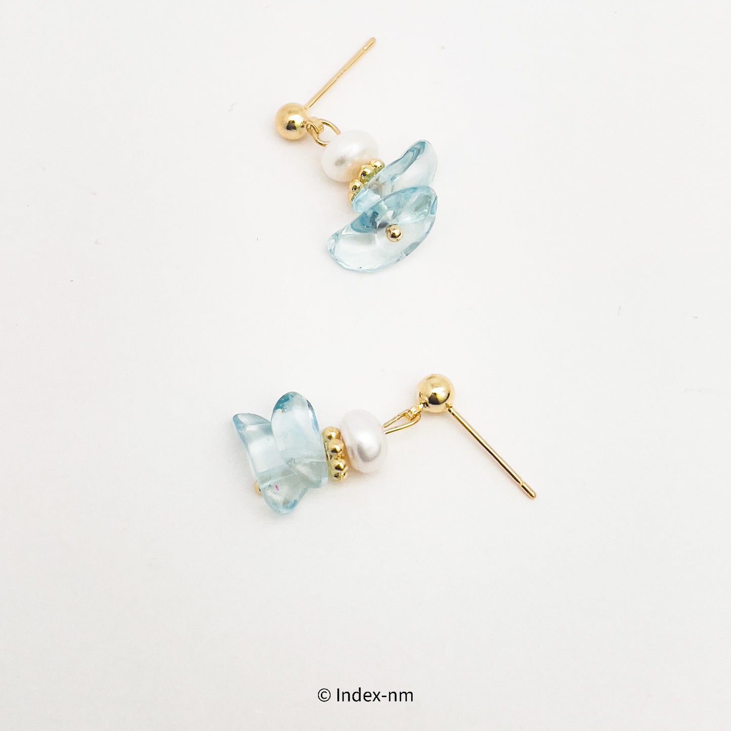 海藍寶珍珠銀針垂式耳環