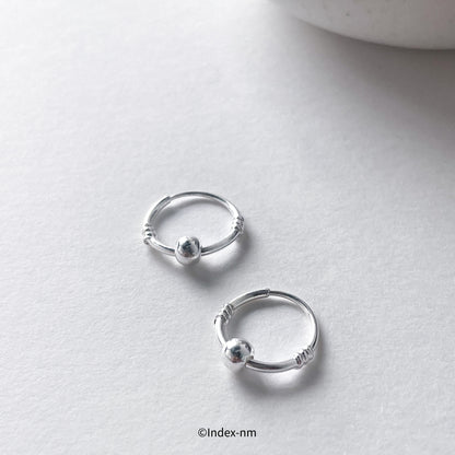 Lunette | Silver Sphere Hoops