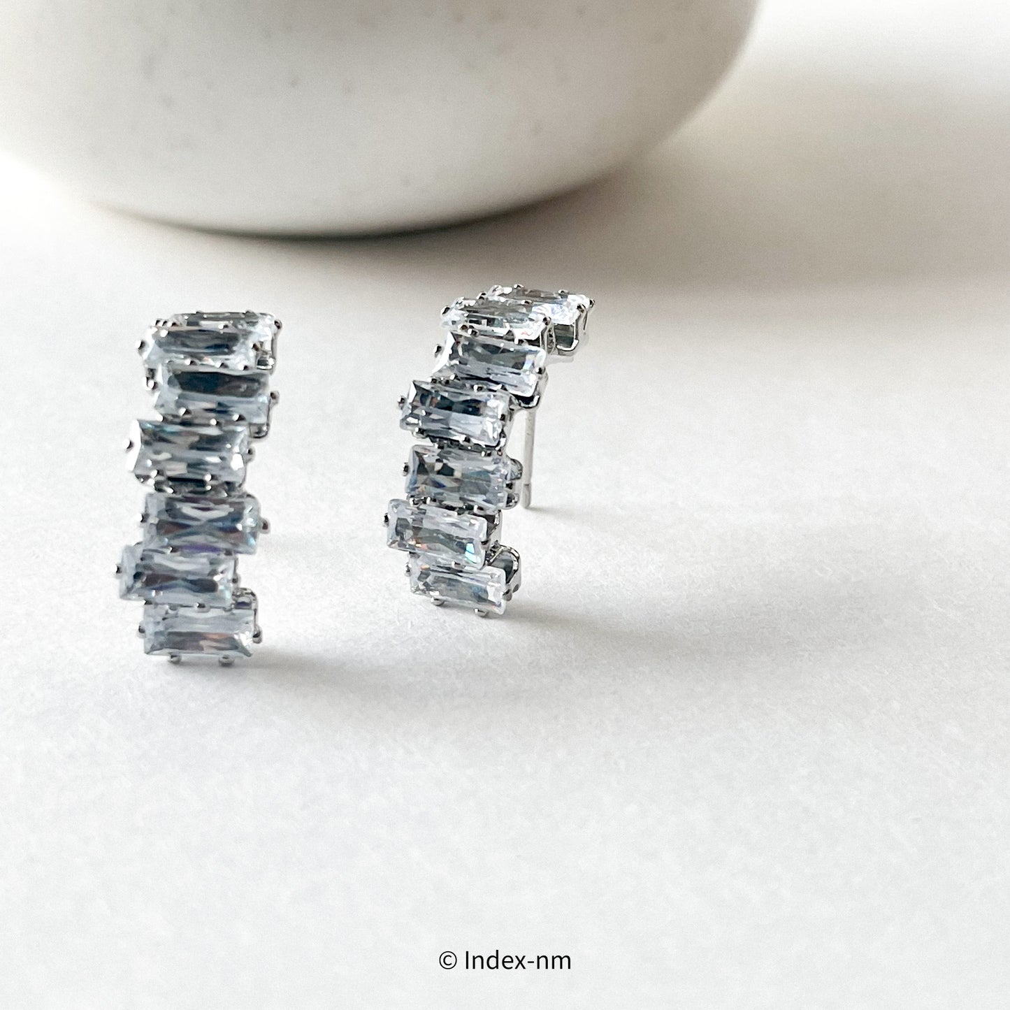 Shiny Blue Gemstone Stud Earrings -