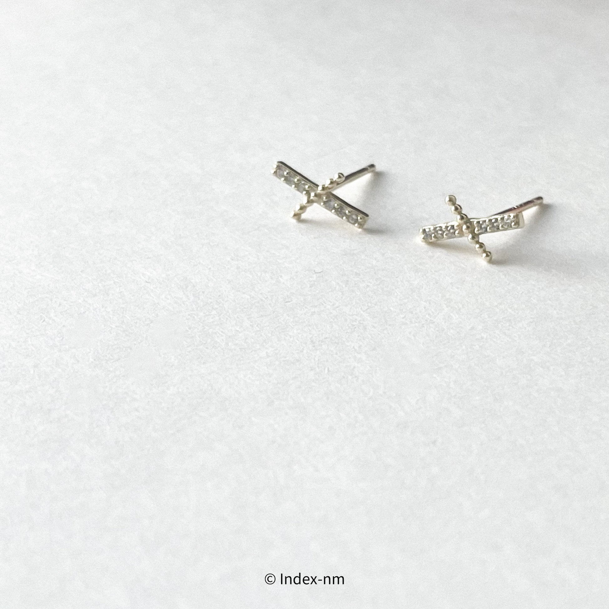 925 Sterling Silver Gold Gemstone Cross Stud Earrings