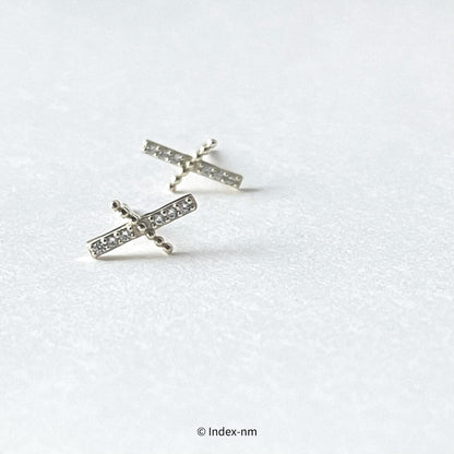 925 Sterling Silver Gold Gemstone Cross Stud Earrings