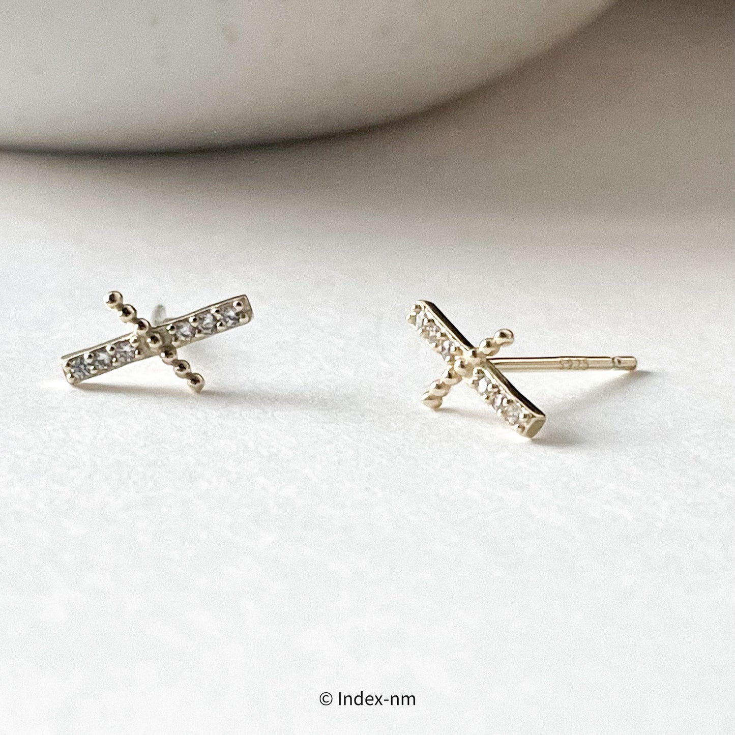 925 Sterling Silver Gold Gemstone Cross Stud Earrings