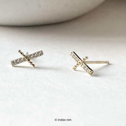 925 Sterling Silver Gold Gemstone Cross Stud Earrings