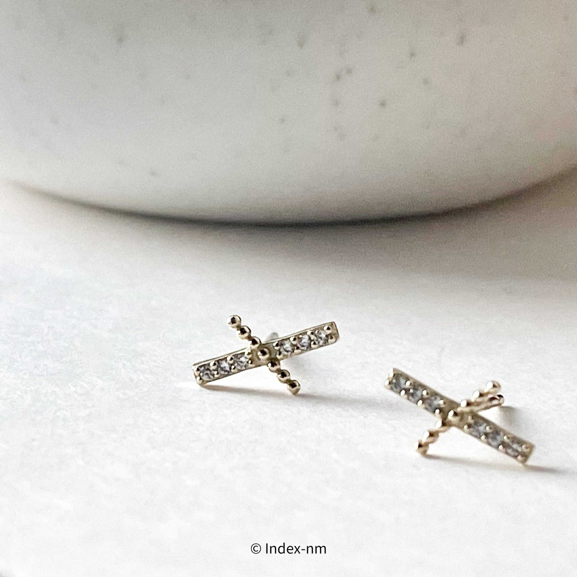 925 Sterling Silver Gold Gemstone Cross Stud Earrings