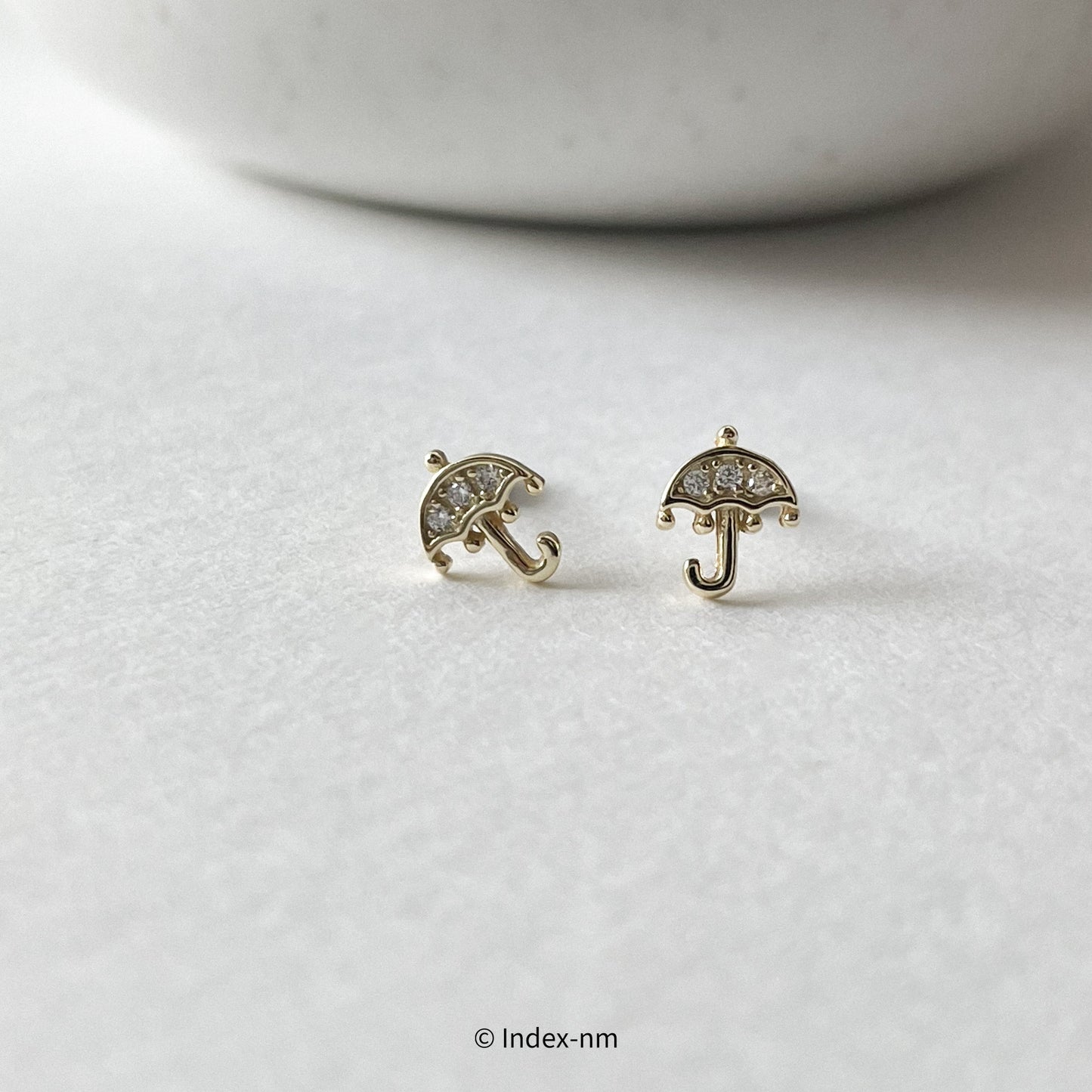 Tiny Cute Gold Umbrella Stud Earrings