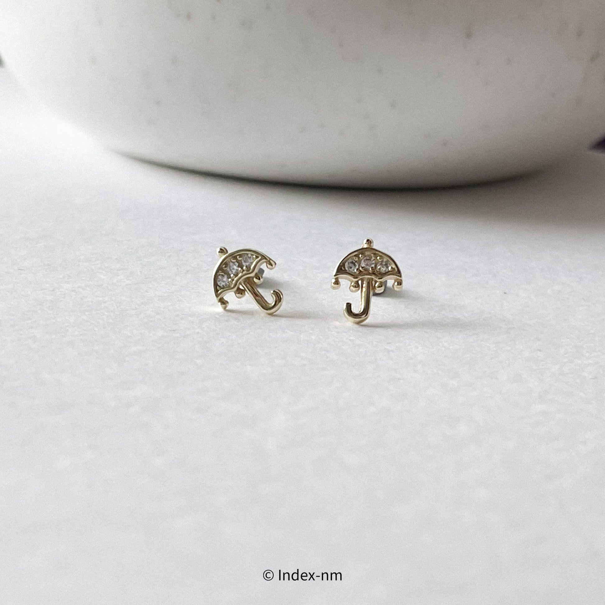 Tiny Cute Gold Umbrella Stud Earrings