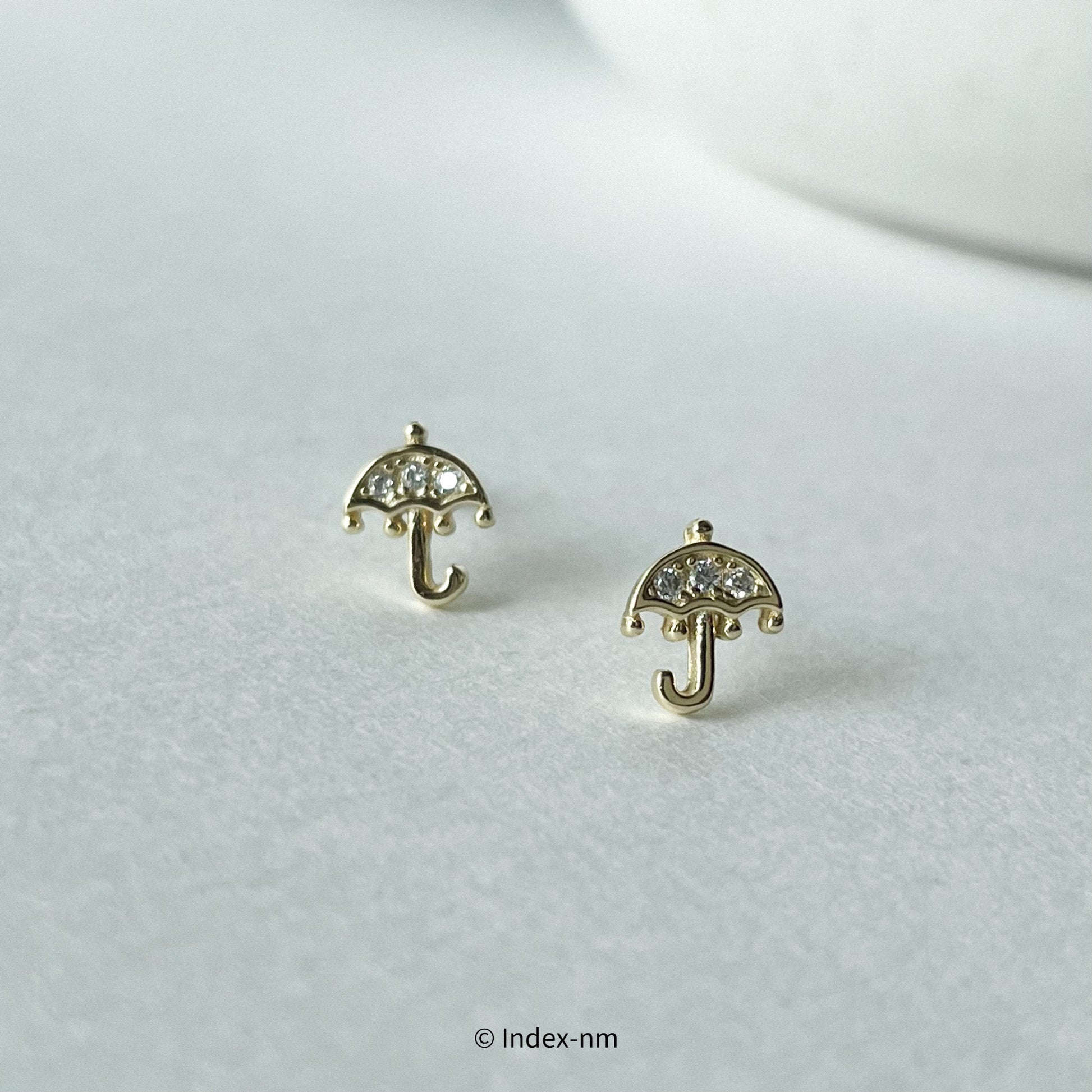 Tiny Cute Gold Umbrella Stud Earrings