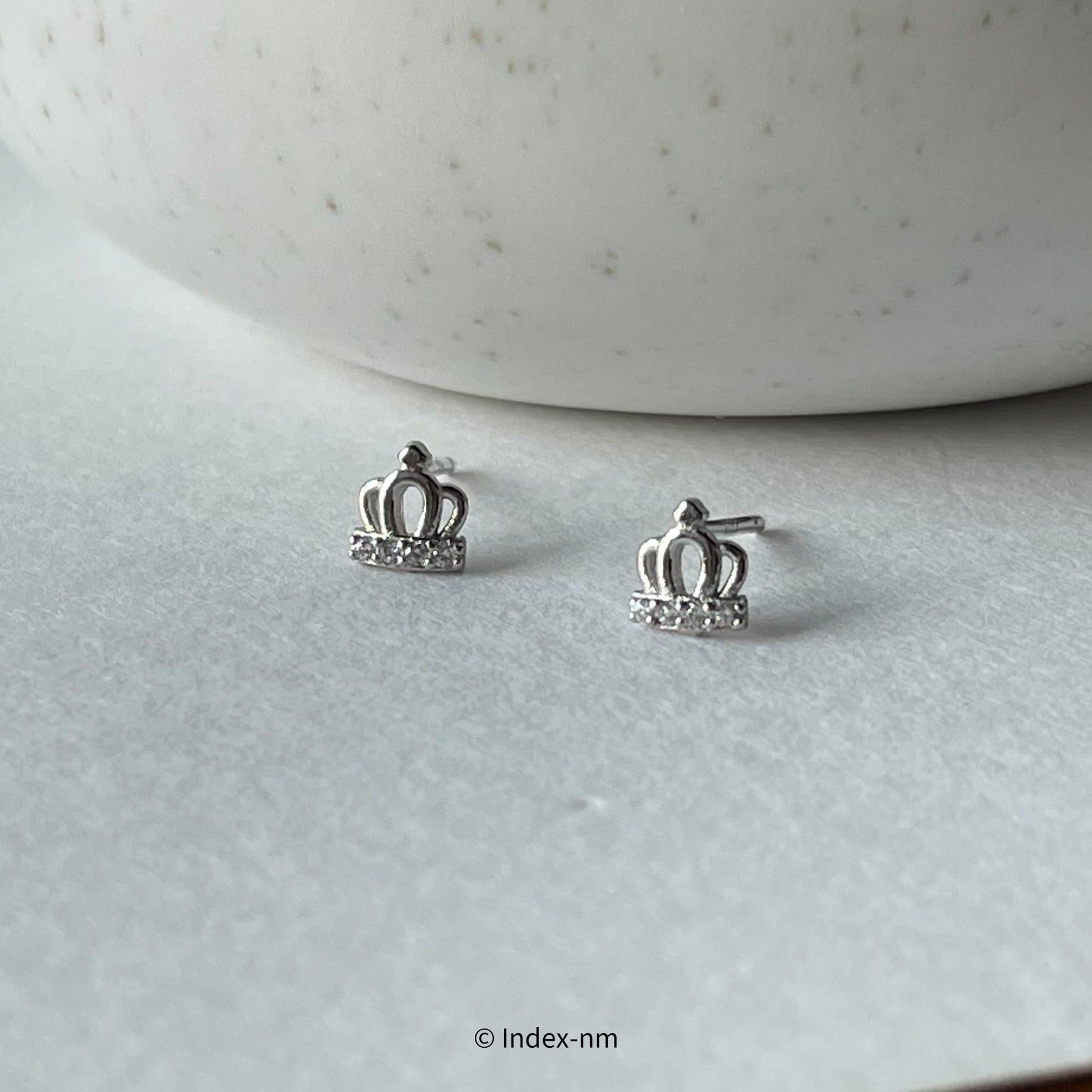 Tiny 925 Sterling Silver Crown Stud Earrings