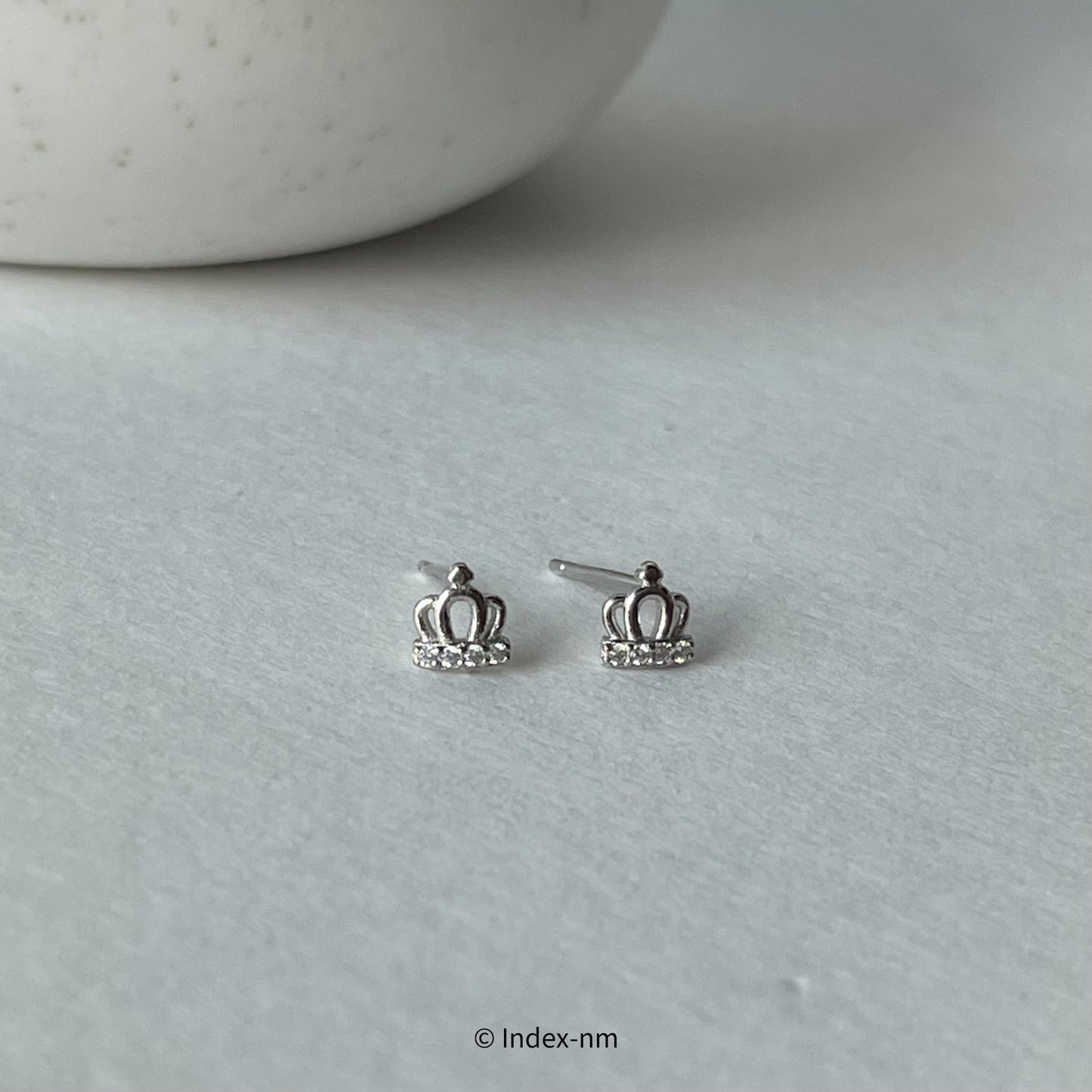 Tiny 925 Sterling Silver Crown Stud Earrings