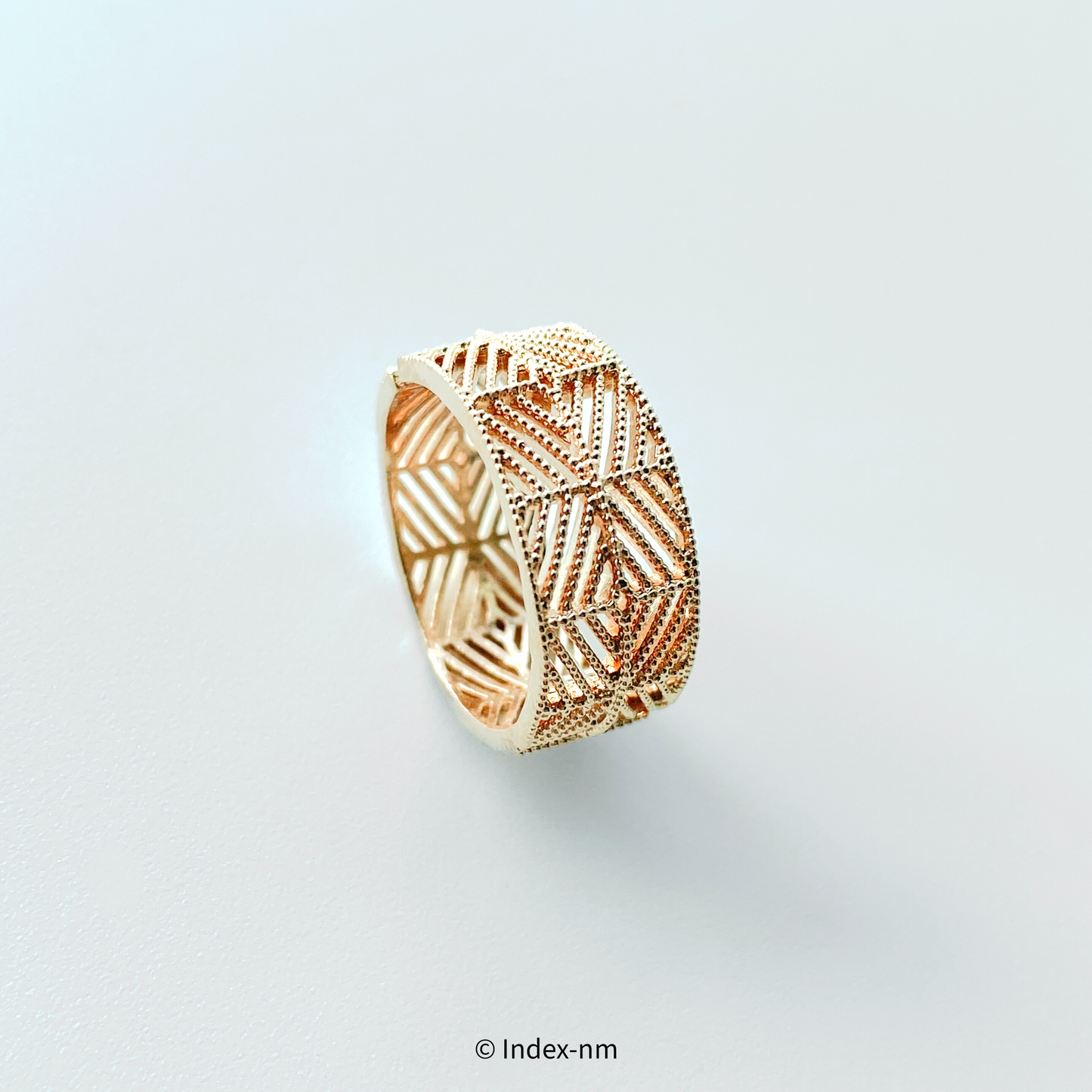韓國製玫瑰金色條紋可調節戒指