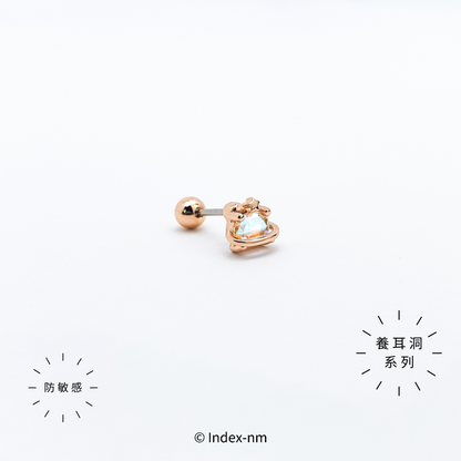 玫瑰金色鋯石星球鋼針耳環
