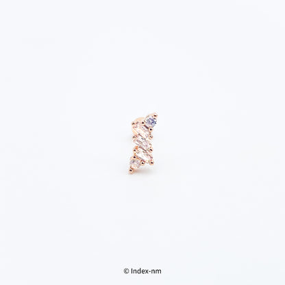 玫瑰金色鋯石鋼針耳環