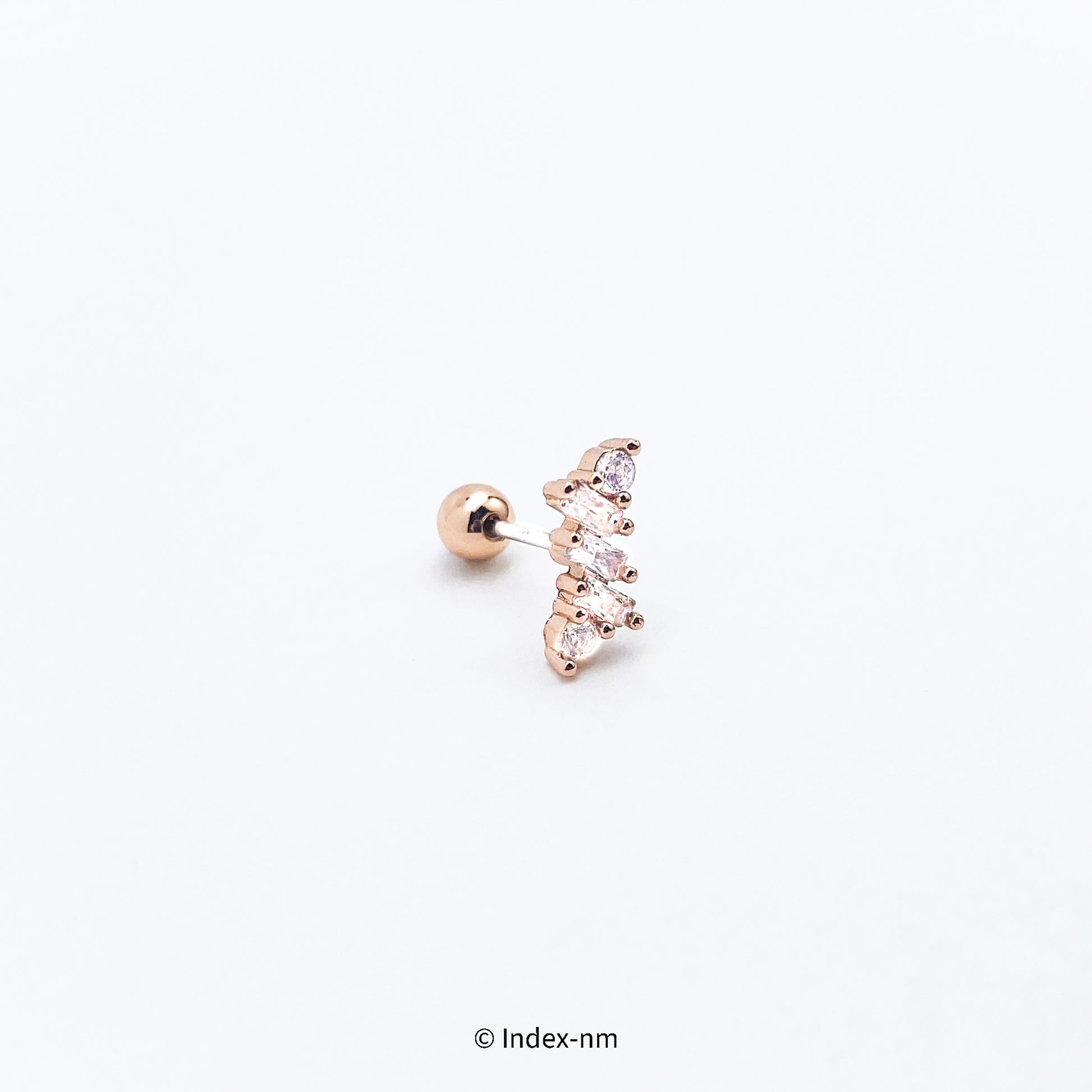 玫瑰金色鋯石鋼針耳環