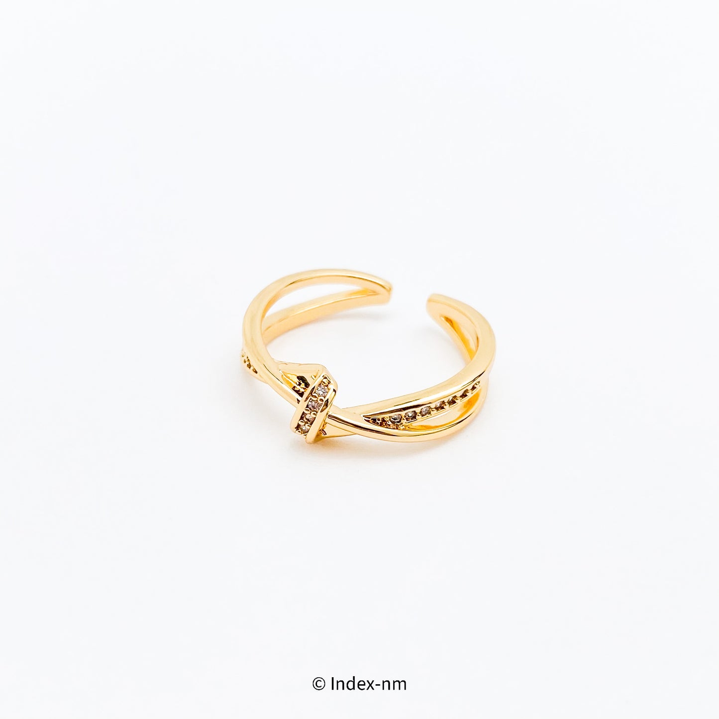 金色鋯石扭結可調節戒指