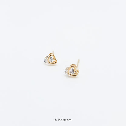 韓國製迷你心形鋯石耳環