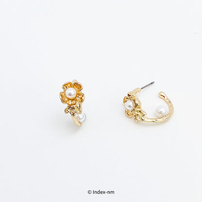 韓國製花朵珍珠耳環