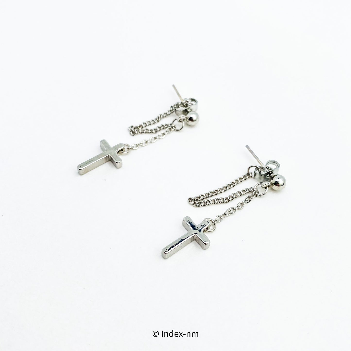Silver Cross Chain Drop Earrings