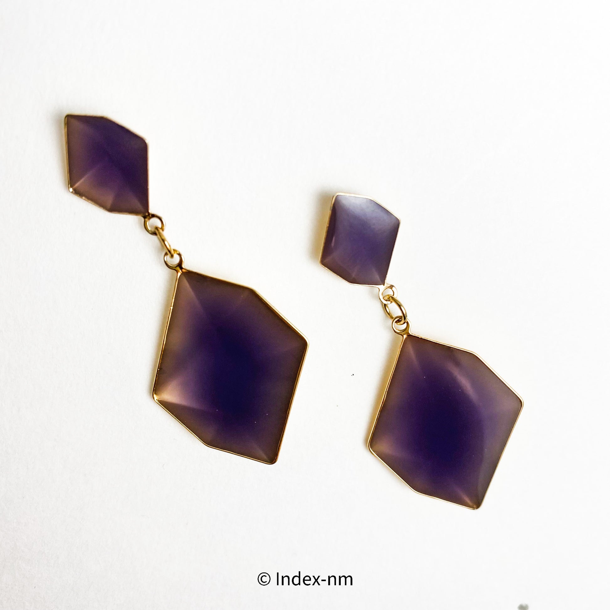 韓國製紫色雙菱形耳環