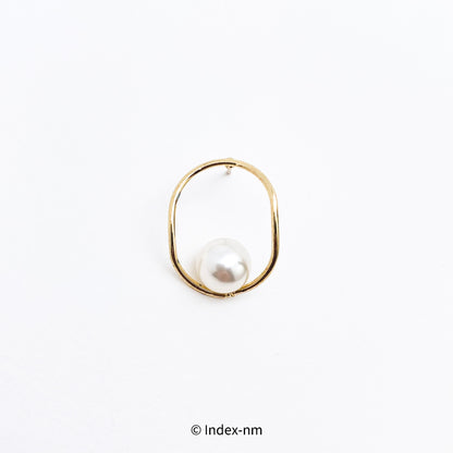 簡約橢圓珍珠耳環
