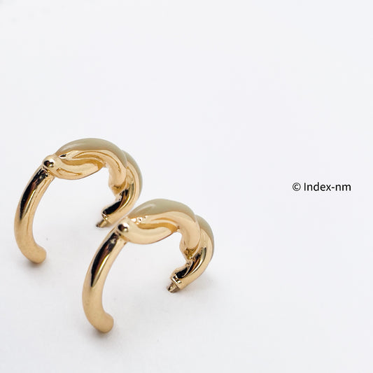 韓國雙色C形耳環