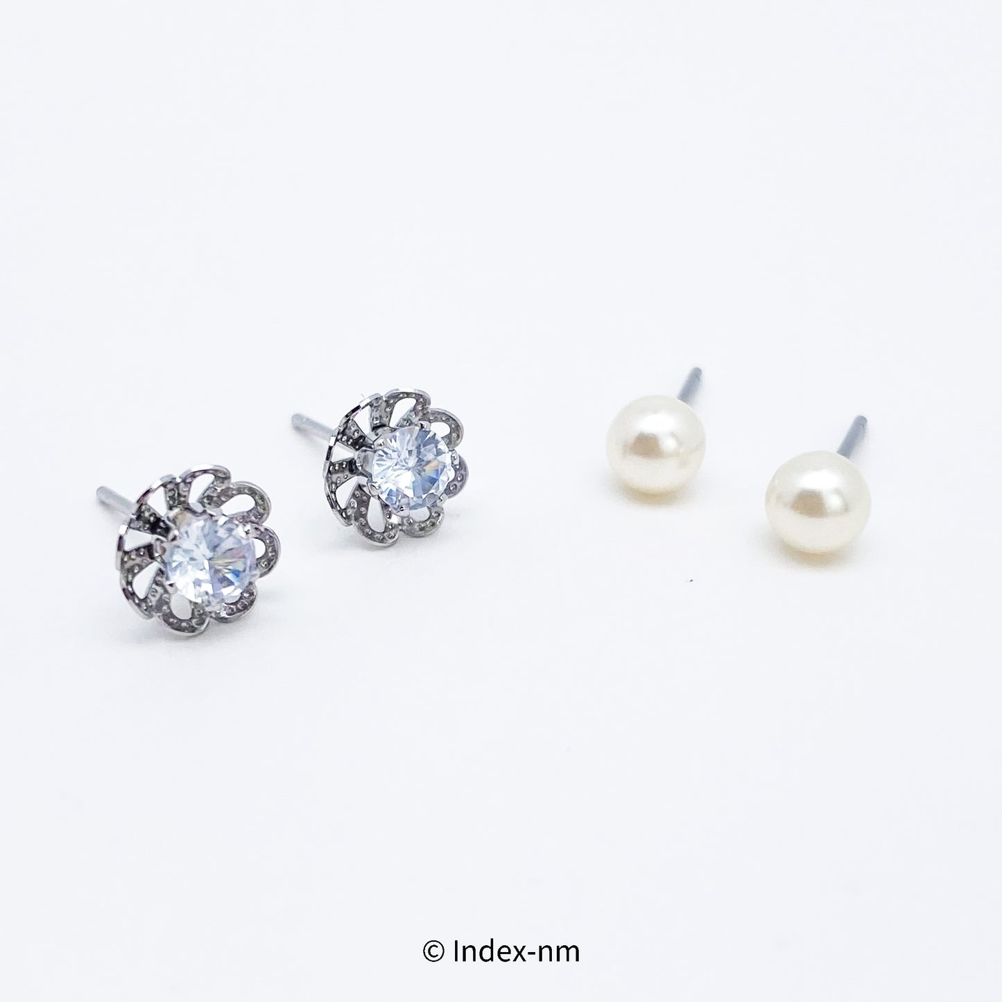 珍珠，微鑲鋯石韓國耳環套裝
